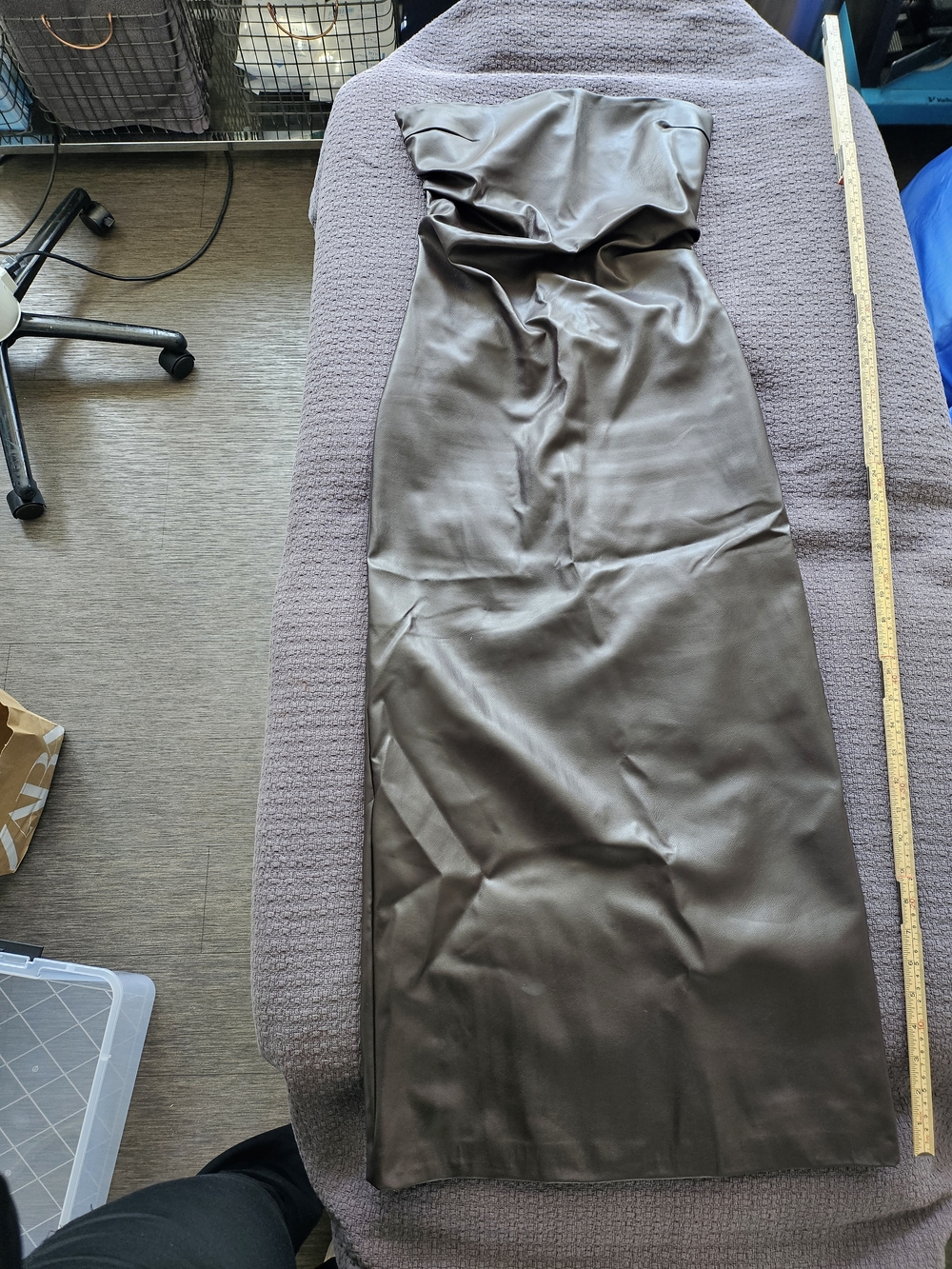 Zara Strapless Brown Faux-Leather Maxi Dress - Picture 2 of 4